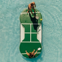 Terrain de pickleball flottant gonflable, plateforme aquatique en PVC durable, 6x14 pieds, capacité 100-500 kg, aire de sport aquatique extérieure