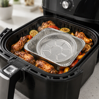 Barquette ronde jetable en aluminium de qualité alimentaire, personnalisable pour friteuse à air, barbecue, restauration, pique-nique, usine OEM