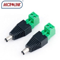 Microlink ML-DC-Socket-08 CCTV-Kamera DC-Buchse Stecker 12V DC-Stromanschluss Mini-Jack Kupfer+PVC Schraubadapter