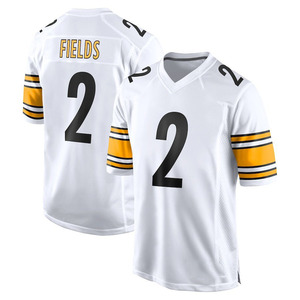 Jersey Sepak Bola Amerika Lengan Pendek Tim Pittsburgh Putih Hitam Nama Pemain Nomor Kustom Dapat Bernapas Cepat Kering - Product Image 4