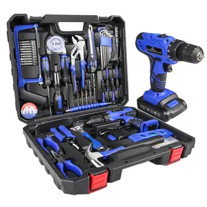 Mão Tool Kits Set Li-ion Bateria Driver Furadeira Elétrica Broca Ferramentas 104pcs Bicicleta Do Carro Reparação Elétrica 21V Impacto Broca