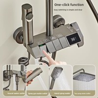 Robinet de douche mural pour salle de bain gris pistolet à pluie mitigeur de baignoire Piano noir carré en céramique brossée