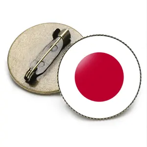 하이 퀄리티 일본 국기 브로치 시간 보석 브로치 라운드 빈티지 배지 브로치