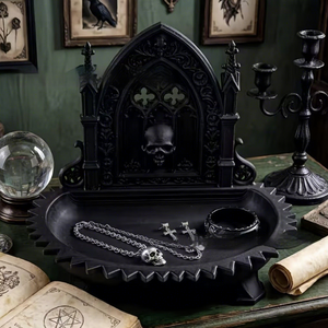 Bandeja Organizadora de Joyas con Diseño de Calavera Gótica Impresa en 3D, Estilo Retro Oscuro para Halloween - Product Image 1