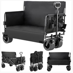 Chariot pliable avec fermetures éclair latérales et roues tout-terrain, transformable en chariot de camping <span class=keywords><strong>pour</strong></span> les <span class=keywords><strong>courses</strong></span> en plein air, le sport et la plage - Product Image 2
