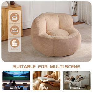 Fauteuil pouf ergonomique surdimensionné rond, canapé pouf individuel en tissu doux pour usage intérieur à la maison - Product Image 4