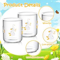 Ensemble de verrerie OrtusHome White Goose Icon - Verres à vin/jus sans pied de 500 ml, réutilisables, design mignon, lavables au lave-vaisselle, pour café/cocktail