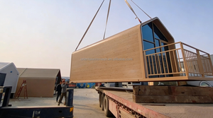 Maison <span class=keywords><strong>de</strong></span> glamping modulaire préfabriquée mobile en triangle, facile à assembler, 2 chambres, pour le camping en plein air, acier durable - Product Image 3