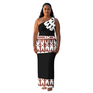Upscale Holiday Women's Samoan Puletasi Floral Pattern Polyester Summer Casual Wear Custom <b>Dresses</b> Sleeveless Heat-Transfer - Product Image 1