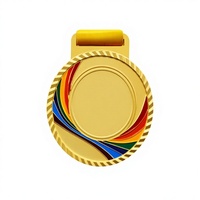 Venta Directa de Fábrica, Medalla Europea Personalizada de Metal Negro Chapada en Oro para Rosa, con Cinta Roja y Blanca, Regalo Promocional con Temática Deportiva