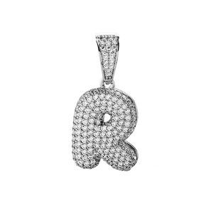 Collana con ciondolo lettera iniziale placcata oro 18 carati con nome personalizzato Hip Hop Bling Cz - Product Image 6