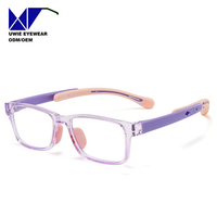 Lunettes optiques rectangulaires personnalisées OEM TPEE&TR90, anti-lumière bleue, pour enfants et adolescents, taille 54-14-135, expédition mondiale
