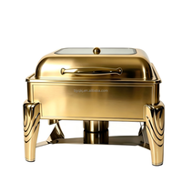 Ensemble de réchauds de buffet hydrauliques noirs et dorés de luxe pour événements et traiteurs – Vente en gros