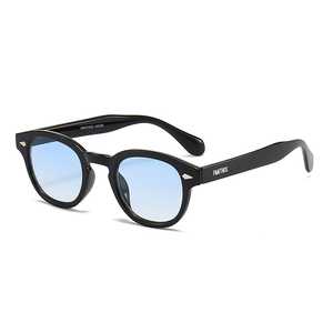 Lunettes de soleil rondes Panthos, monture intégrale, verres bleus dégradés, style rétro unisexe, protection UV 100%, protection solaire - Product Image 1