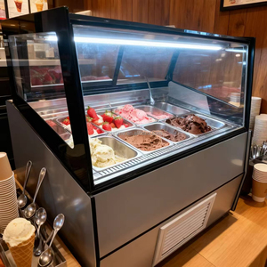 Vetrina Freezer per Gelato Professionale con Piano in Vetro, Espositore per Gelato per Negozi, Caffè, Attrezzatura per Snack - Product Image 1