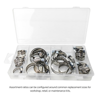 Kit de colliers de serrage à vis sans fin de type américain avec tailles assorties pour l'automobile, la plomberie et l'entretien