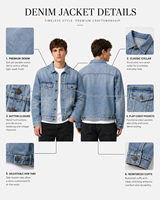 Veste en jean bleu clair pour homme, personnalisée OEM, style classique, veste de camionneur, veste en jean décontractée, vêtement d'extérieur printemps-automne