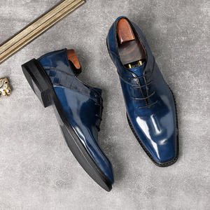 2025 zapatos de cuero con punta cuadrada y cordones Oxford de negocios para hombre, zapatos de boda de moda formales británicos de piel de vaca Natural cómodos - Product Image 6