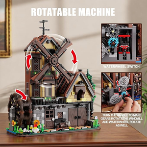 1436 pièces de mini blocs de construction, modèle réaliste de ferme avec lumières, jouet créatif, cadeau pour les enfants de 6 ans et plus - Product Image 4