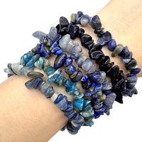 Bracelets en cristal bleu naturel de 19 cm, pierres de guérison, bracelets extensibles pour femmes et hommes