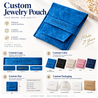 Pochette Cadeau de Luxe Personnalisée en Velours Écologique Recyclable avec Rabat pour Colliers, Bracelets, Bijoux et Bagues en Daim