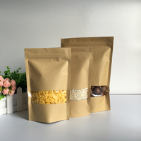 Boîte de rangement alimentaire refermable en papier kraft brun à fond plat avec fenêtre mate, thermoscellable