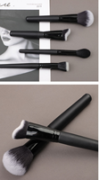Ms.miau – Ensemble de 15 pinceaux de maquillage noirs de luxe, doux, véganes, à manche en bois, avec poils synthétiques pour anticernes et visage, marque privée