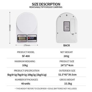 हॉट सेलिंग sf400 डिजिटल फूड रसोई पैमाने पर इलेक्ट्रॉनिक स्केल वजन रसोई डिजिटल पैमाने पर पोषण फल खाना पकाने का पैमाना - Product Image 5