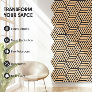 Panneau acoustique moderne en placage de bois avec <span class=keywords><strong>mousse</strong></span> de <span class=keywords><strong>polyester</strong></span> pour l'absorption et l'insonorisation du son – Idéal pour chambre, salon, salle de conférence - Product Image 6