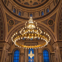 Projet de personnalisation : Grand lustre islamique en cristal doré de luxe pour l'éclairage des hôtels et mosquées