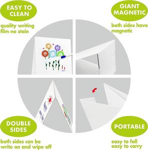 Papan gambar dua sisi Desktop magnetik papan tulis dua sisi lipat magnetik papan tulis kecil papan buletin dapat dihapus - Product Image 3