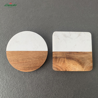Ensemble de sous-verres personnalisés en marbre et bois d'acacia, ronds et carrés, en pierre et bois, pour boissons et table