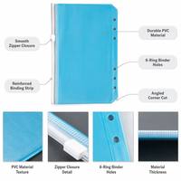 Carpeta con Cierre Transparente de PVC A5 A6, Impermeable, con 6 Anillas, Bolsa para Documentos de Hojas Sueltas, Almacenamiento para Cuadernos, Diarios, Planificadores, Multicolor