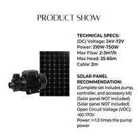 Pompe solaire de surface HR-DQB2 24/48/72V DC à faible bruit pour surpresseur d'eau domestique, idéale pour l'arrosage des rivières, lacs, étangs à poissons et fermes