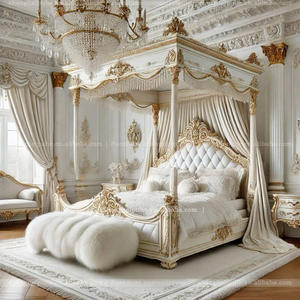 <span class=keywords><strong>Royal</strong></span> Baroque Four-Poster Bett 4 Poster Himmelbett König im europäischen Stil Hand geschnitzte Massivholz Säule Bett Säulen Pfosten mit - Product Image 4