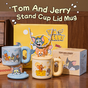 Vaso Infantil de Cerámica <span class=keywords><strong>Tom</strong></span> <span class=keywords><strong>y</strong></span> <span class=keywords><strong>Jerry</strong></span> de 450 ml, Taza Linda con Tapa de Muñeco 3D <span class=keywords><strong>y</strong></span> Asa, Ideal para Regalo <span class=keywords><strong>y</strong></span> la Copa Mundial 2026 - Product Image 3