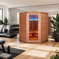 Sauna de loisirs pour usage domestique, 4-5 personnes, sauna infrarouge à spectre complet avec design d'angle en bois de cèdre rouge massif, respectueux de l'environnement