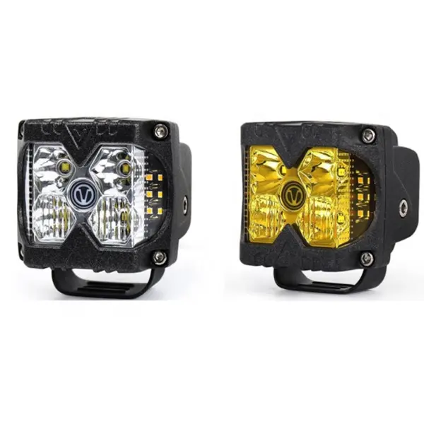 40W Spot Flood V Logo Amber Effen Strobe Functie Rijden Licht Pods Voor Jeep Trekker Suv 4X4 Side shooters Led Licht