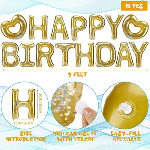Inflatable PVC Birthday Letter Floats Heart Shape Swimming Pool Party Decorations 15pc Set - Product Image 5
