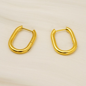 Zogxin Gold Hoop Earrings Geometric Stainless Steel Women's Fashion Jewelry - Product Image 3