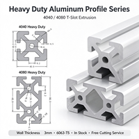 Profilé en aluminium à rainures en T robuste 4040 4080, épaisseur de paroi 3 mm, extrusion industrielle 6063-T5, en stock, service de découpe gratuit
