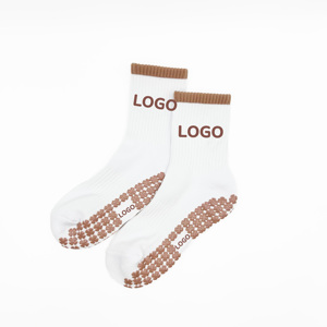 Chống Trượt Pilates Vớ Với Logo In Ấn-Trọng Lượng Nhẹ & Thoáng Khí Cotton Yoga Vớ Chân, Unisex Thiết Kế Màu Đen Cuff - Product Image 3