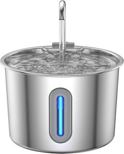 Distributeur d'eau pour animaux de compagnie OEM/ODM 2,2 L en acier inoxydable 304 écologique à débit automatique, motif uni, alimenté par batterie, portable pour chiens - Product Image 2