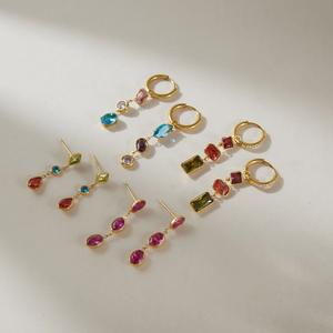 ต่างหูห้อยประดับพู่ประดับเพชรซีกอนสีชมพูรูปไข่จาก J&D Jewelry ชุบทอง 18K ทำจากสแตนเลสสตีลกันน้ำ เครื่องประดับแฟชั่นสำหรับผู้หญิง เหมาะสำหรับเป็นของขวัญ - Product Image 6