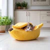 Nouvelle arrivée : Lit pour animaux de compagnie en forme de banane, niche pour chat pour se détendre et dormir, lit portable pour animaux de compagnie, lit pour animaux de compagnie personnalisé en forme de banane de dessin animé