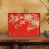 Décoration de table rétro style chinois en laiton et bois massif, motif fleurs et oiseaux, cadeau d'anniversaire pour personnes âgées, pour la maison, le bureau ou la décoration de pièce