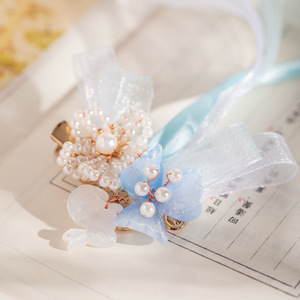 Hanfu de estilo antiguo para niños, accesorio para el cabello con lazos súper encantadores, adorno con lazo azul para niñas pequeñas, pinza para el cabello para niñas - Product Image 4