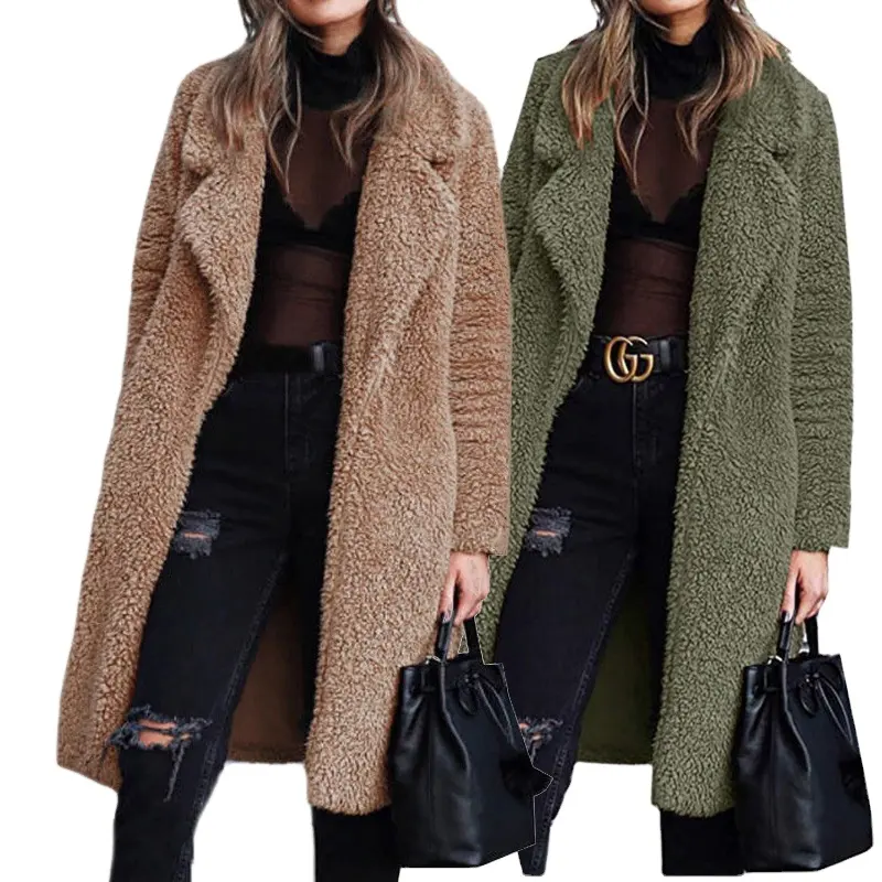 Couple Elegant Thick Faux Fur Teddy Coat Women 2022 Winter Warm Soft Lambswool Fur X-Long Jacket Plush Overcoat Casual Outerwear