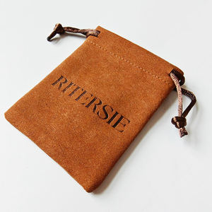 Luxury Logo Printed Microfiber Recyclable Jewelry Packaging <b>Bag</b> Drawstring Pouch <b>Personalized</b> Deboss Printing 10x25cm Small <b>Gift</b> - Product Image 5
