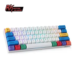 Real Kludge rk-Teclado mecánico personalizado, hotswap 2,4 65%, mechan azul, para videojuegos, inalámbrico, rgb, rk61, bricolaje, recargable